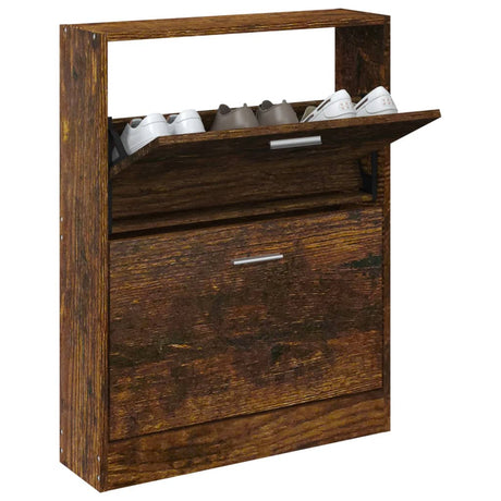 Vidaxl Schuhschrank 59x17x81 cm propertiertes Holzgeräuchchen -Eiche gefärbt