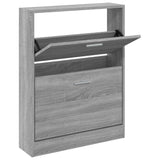 Vidaxl Cabinet da scarpe 59x17x81 cm Sonoma grigio in legno elaborato