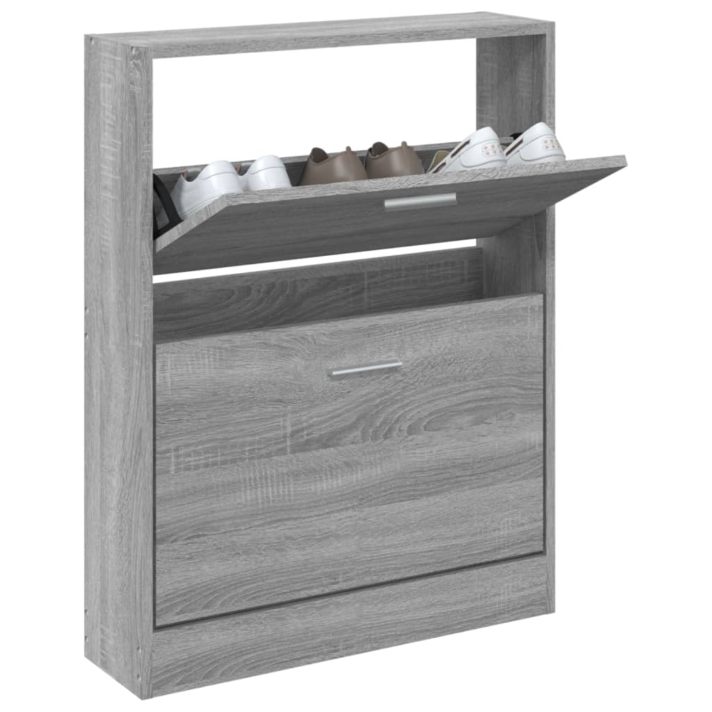 Vidaxl Cabinet da scarpe 59x17x81 cm Sonoma grigio in legno elaborato