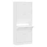 Vidaxl Schuhschrank 63x24x147 cm verarbeitetes Holz weiß