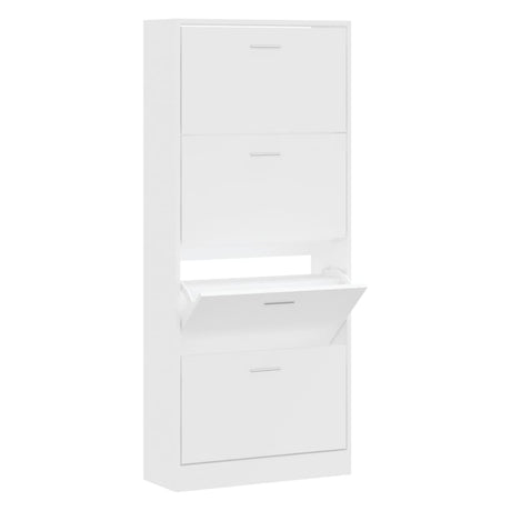 Vidaxl Schuhschrank 63x24x147 cm verarbeitetes Holz weiß