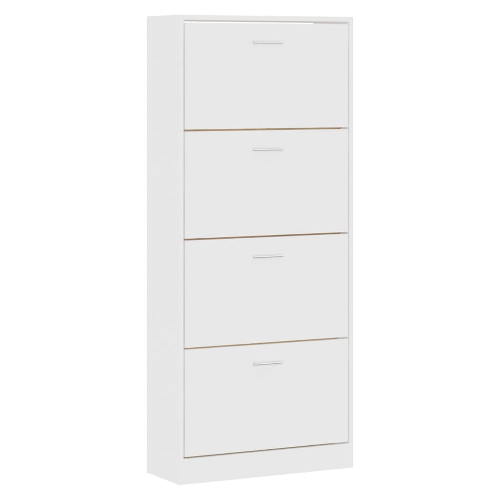 Vidaxl Cabinet da scarpe 63x24x147 cm Bianco in legno elaborato