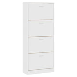 Vidaxl Cabinet da scarpe 63x24x147 cm Bianco in legno elaborato