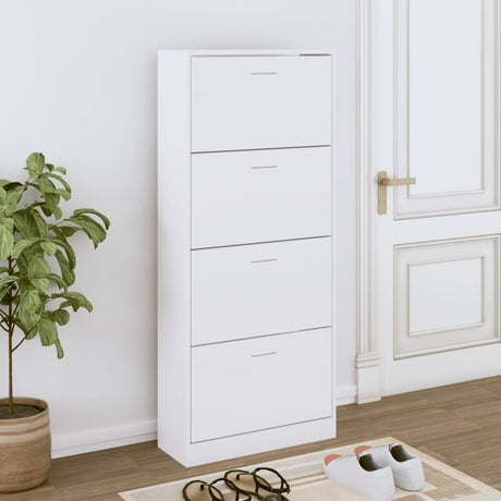 Vidaxl Schuhschrank 63x24x147 cm verarbeitetes Holz weiß