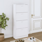 Vidaxl Cabinet da scarpe 63x24x147 cm Bianco in legno elaborato