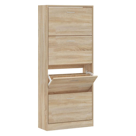 VIDAXL -Schuhschrank 63x24x147 cm propertiertes Holz Sonoma Eiche gefärbt