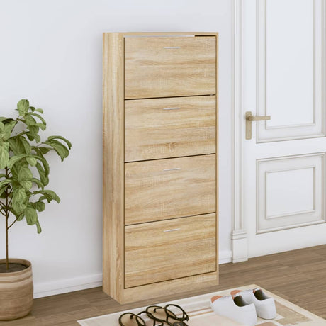 VIDAXL -Schuhschrank 63x24x147 cm propertiertes Holz Sonoma Eiche gefärbt