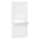 Vidaxl Shoe Cabinet 63x24x147 cm Property Wood High Gloss White