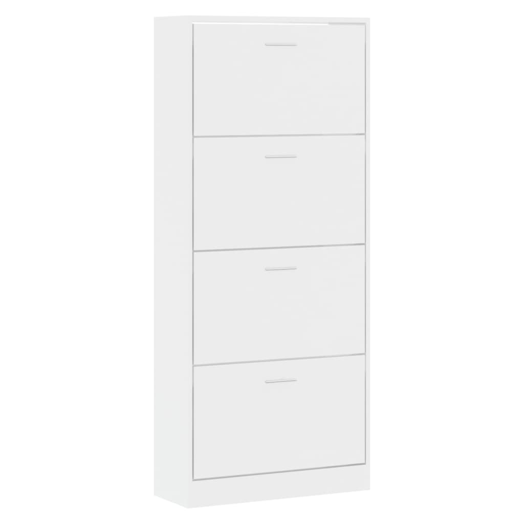 Armoire à chaussures Vidaxl 63x24x147 cm Bois bien en bois haut brillant blanc