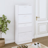 Gabinete de zapatos Vidaxl 63x24x147 cm de madera propiedad de alto brillo blanco