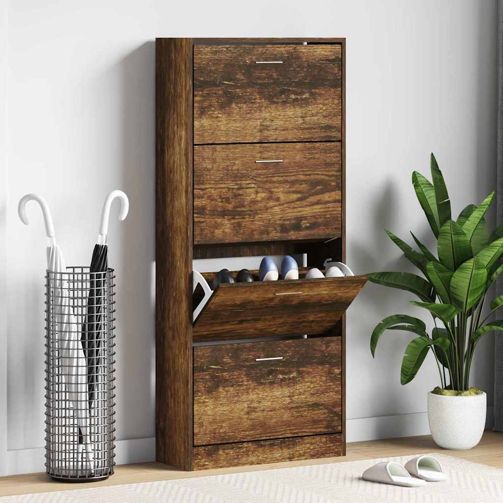 Vidaxx Schuhschrank 63x24x147 cm verarbeitetes Holz, geräucherte Eiche