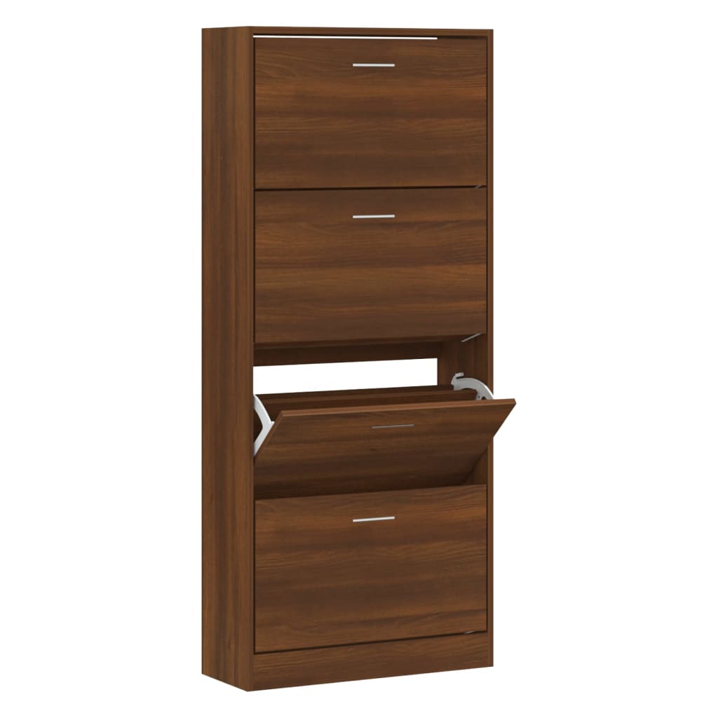 Vidaxx Schuhschrank 63x24x147 cm, fertige Holzfarbe Eiche braun