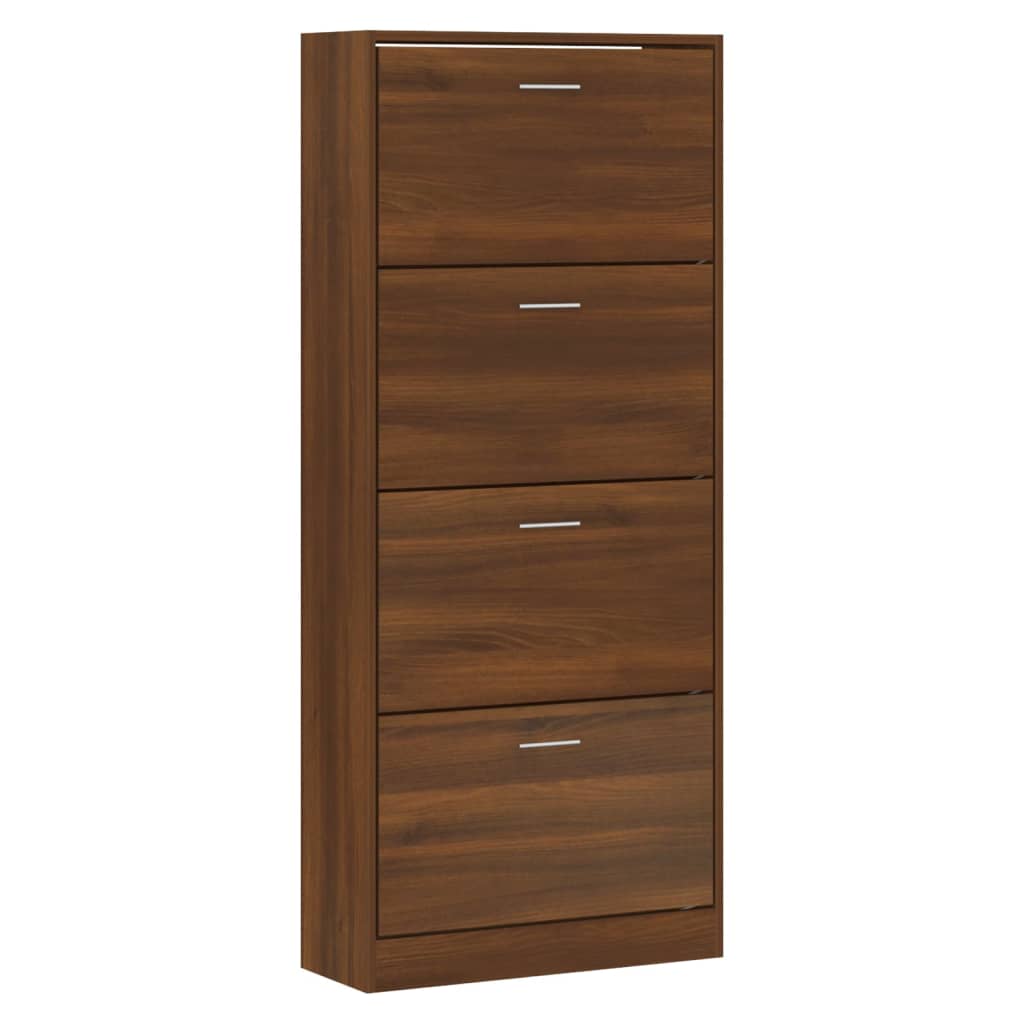 Vidaxl Shoe Cabinet 63x24x147 cm skåret træbrun eg farve