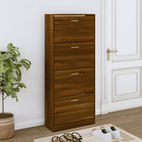 Vidaxl Shoe Cabinet 63x24x147 cm skåret træbrun eg farve