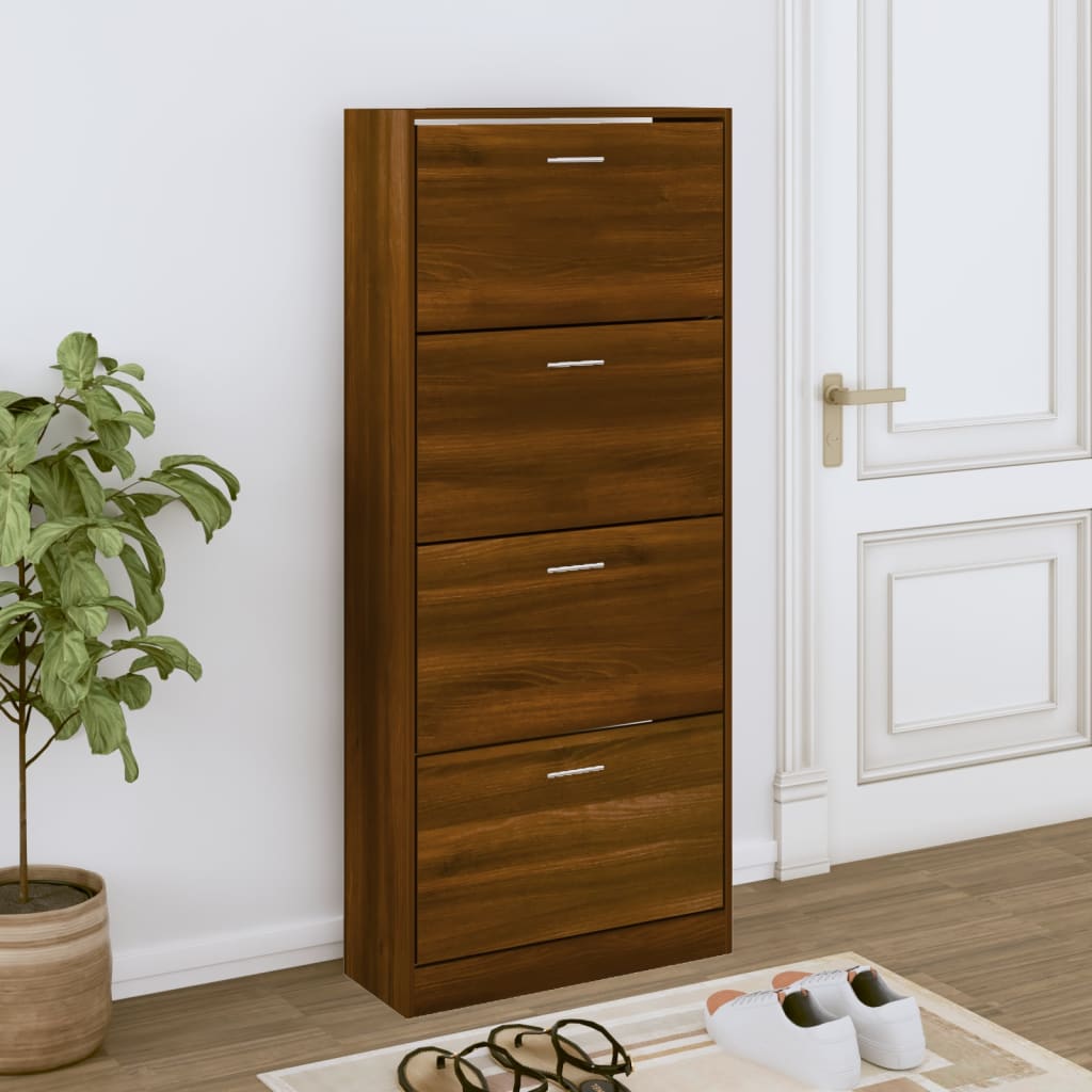 Vidaxx Schuhschrank 63x24x147 cm, fertige Holzfarbe Eiche braun