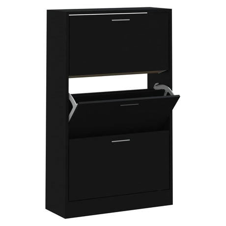 Vidaxl Schuhschrank 63x24x103 cm verarbeitetes Holz schwarz