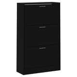 Vidaxl Schuhschrank 63x24x103 cm verarbeitetes Holz schwarz