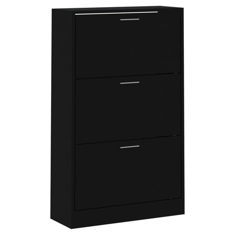 Vidaxl Schuhschrank 63x24x103 cm verarbeitetes Holz schwarz