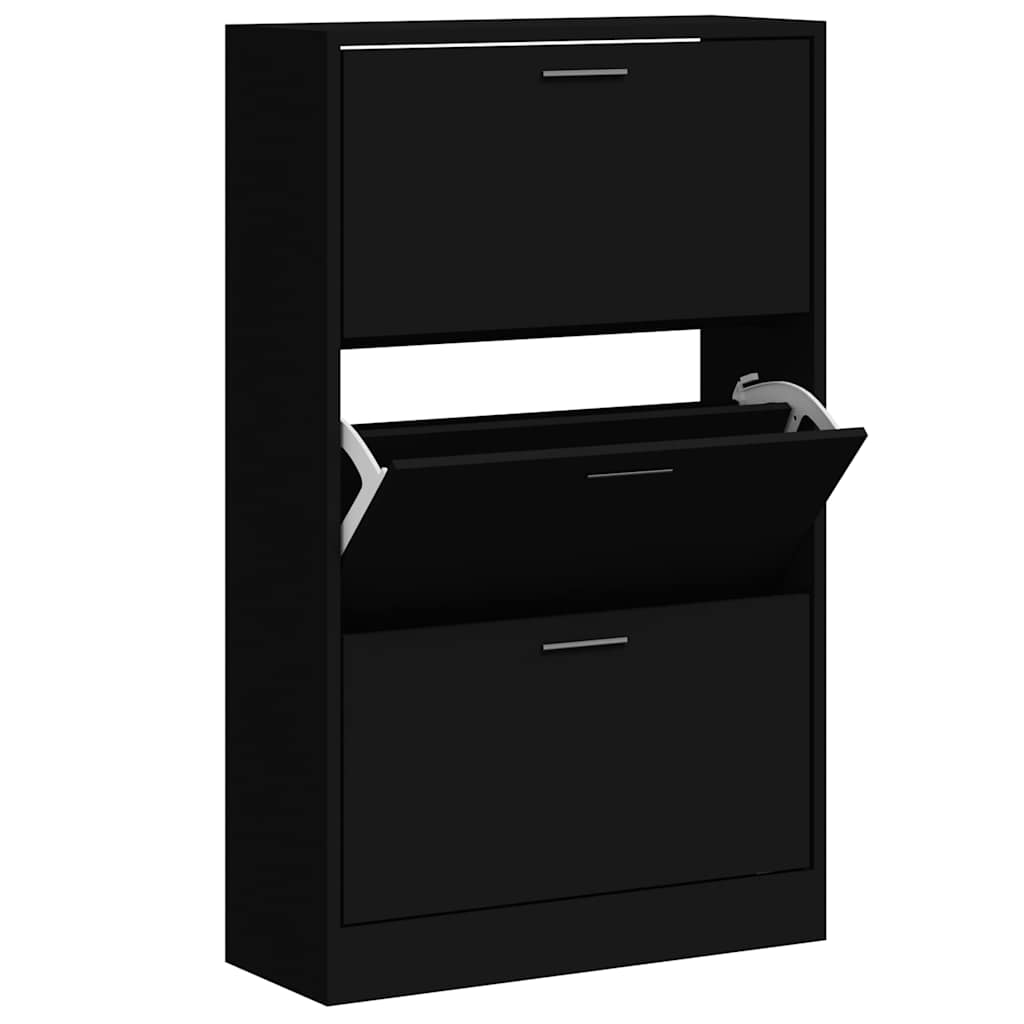 Vidaxl Schuhschrank 63x24x103 cm verarbeitetes Holz schwarz