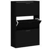 Vidaxl Schuhschrank 63x24x103 cm verarbeitetes Holz schwarz