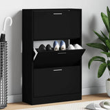 Vidaxl Schuhschrank 63x24x103 cm verarbeitetes Holz schwarz