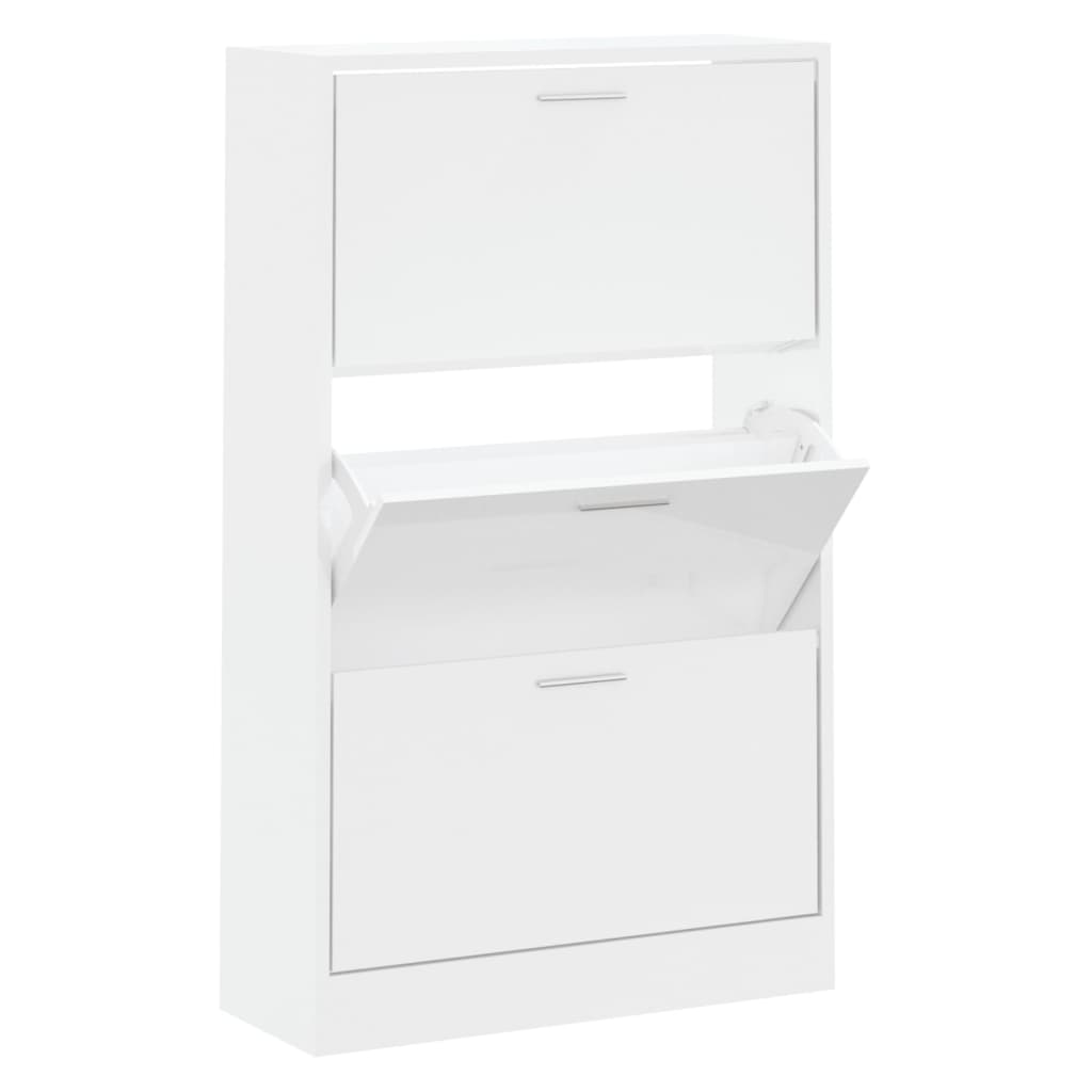 Vidaxl Cabinet da scarpe 63x24x103 cm Bianco di legno trasformato in legno