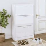 Armoire à chaussures vidaxl 63x24x103 cm en bois de bois haut blanc