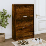 Armoire à chaussures vidaxl 63x24x103 cm de chêne fumé en bois travaillé coloré