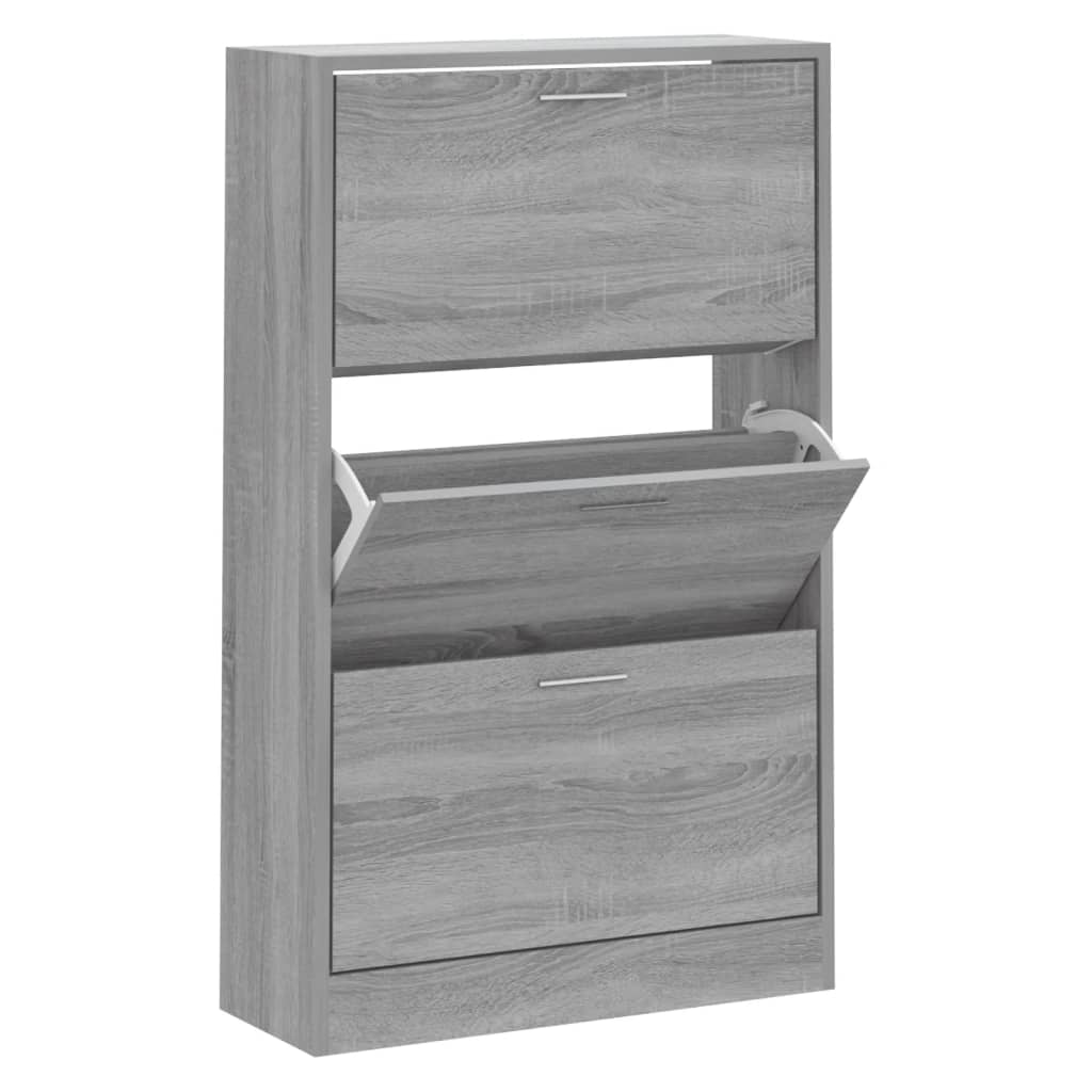 Gabinete de zapatos Vidaxl 63x24x103 cm de madera propiedad de madera gris sonoma