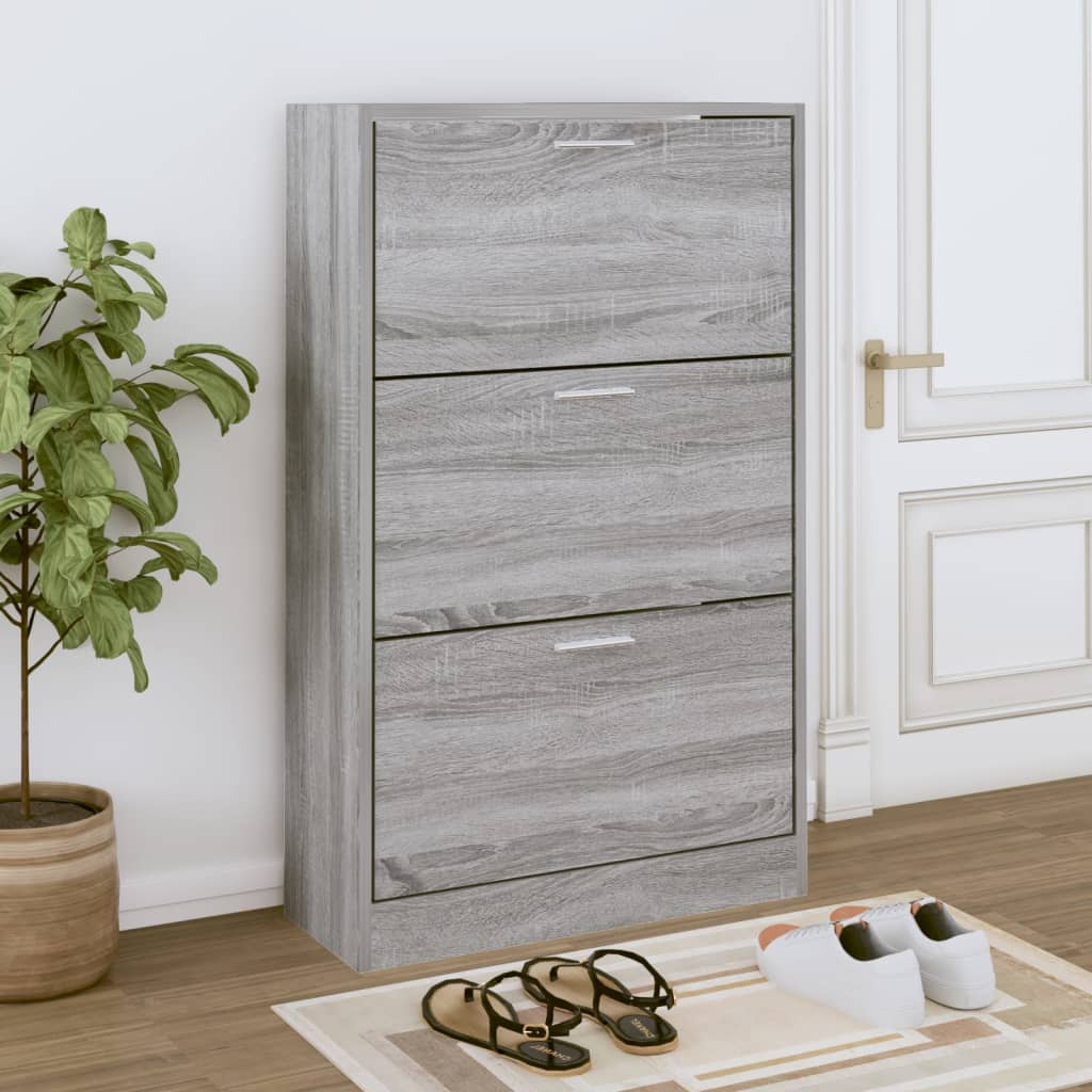 Vidaxl Cabinet da scarpe 63x24x103 cm Properpata Sonoma grigio