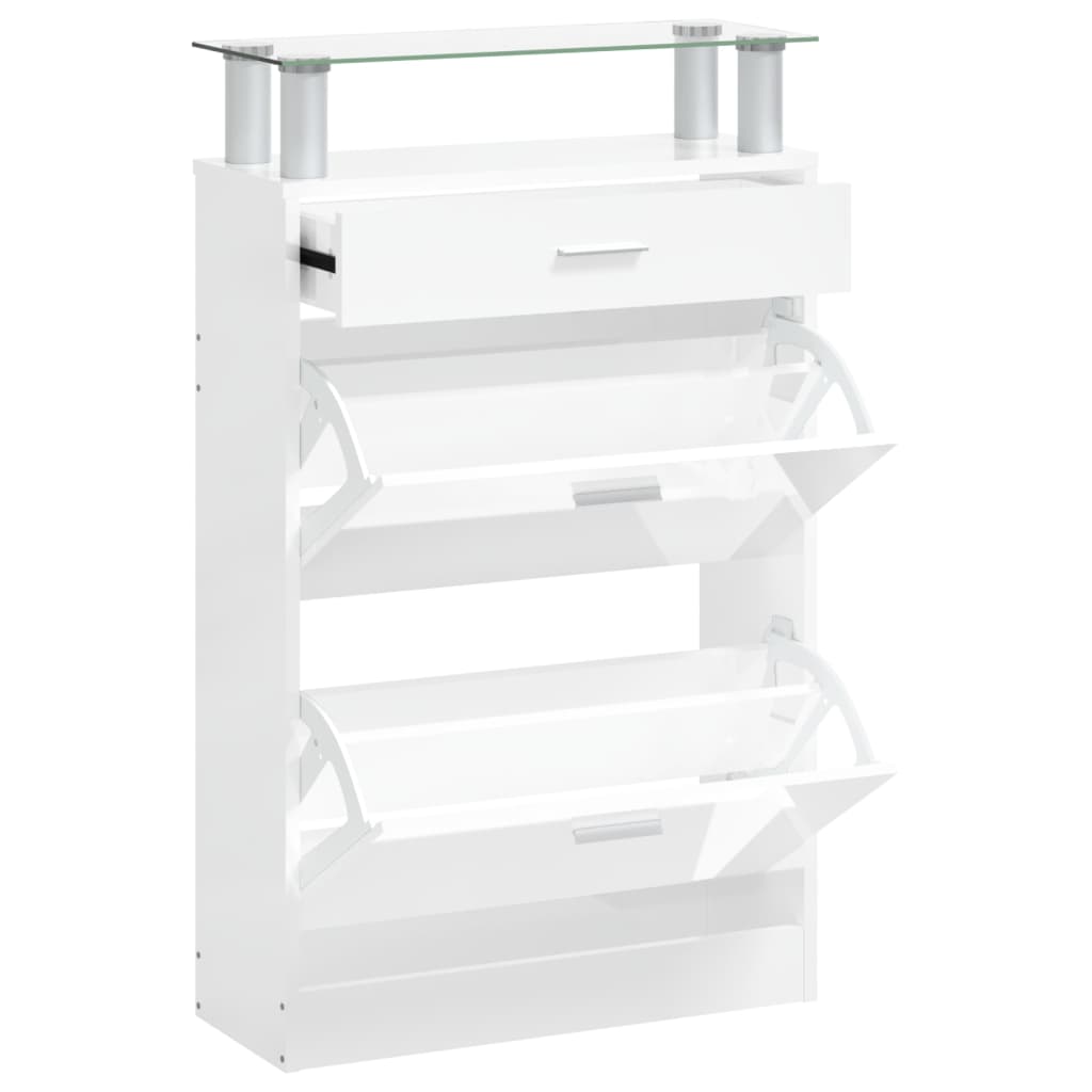 Vidaxl Cabinet da scarpe 63x24x104 cm Bianco di legno trasformato in legno