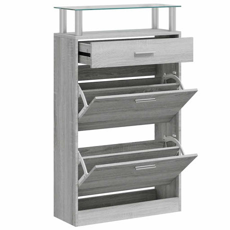 VIDAXL -Schuhschrank 63x24x104 cm Eigenschaften Holzgrau Sonoma Eiche Farbe