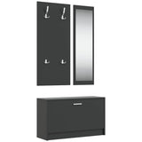Vidaxl Schuhschrank Set 3-in-1 bearbeitetes Holzschwarz