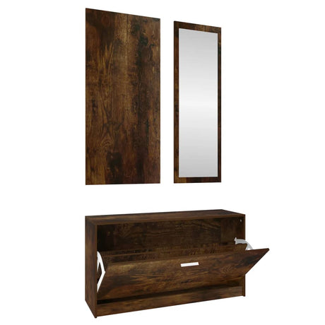 Vidaxl Schuhschrank Set 3-in-1 bearbeitetes Holz Sonoma Eiche farbig