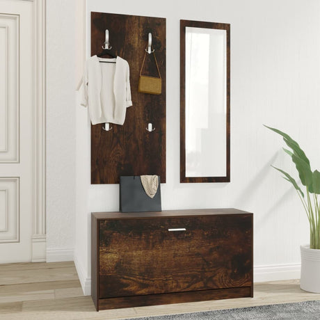 Vidaxl Schuhschrank Set 3-in-1 bearbeitetes Holz Sonoma Eiche farbig