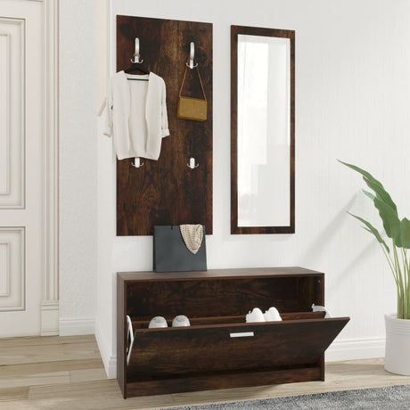Vidaxl Schuhschrank Set 3-in-1 bearbeitetes Holz Sonoma Eiche farbig