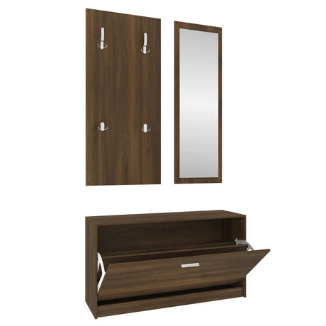 Vidaxl Schuhschrank Set 3-in-1 bearbeitetes Holz Browniken