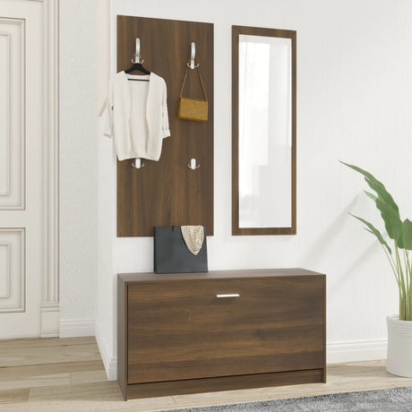 Vidaxl Schuhschrank Set 3-in-1 bearbeitetes Holz Browniken