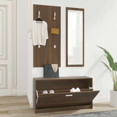 Vidaxl Schuhschrank Set 3-in-1 bearbeitetes Holz Browniken