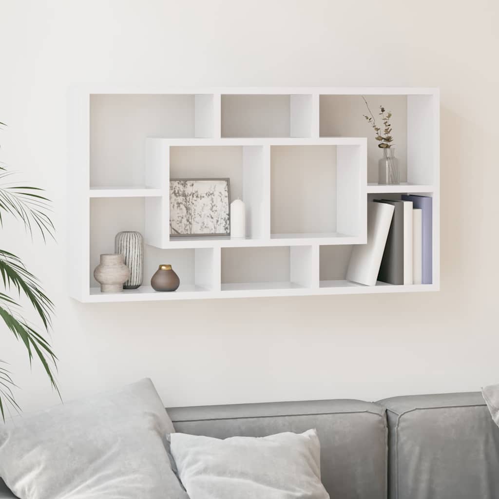 Vidaxl wandschap 8 vakken hoogglans wit