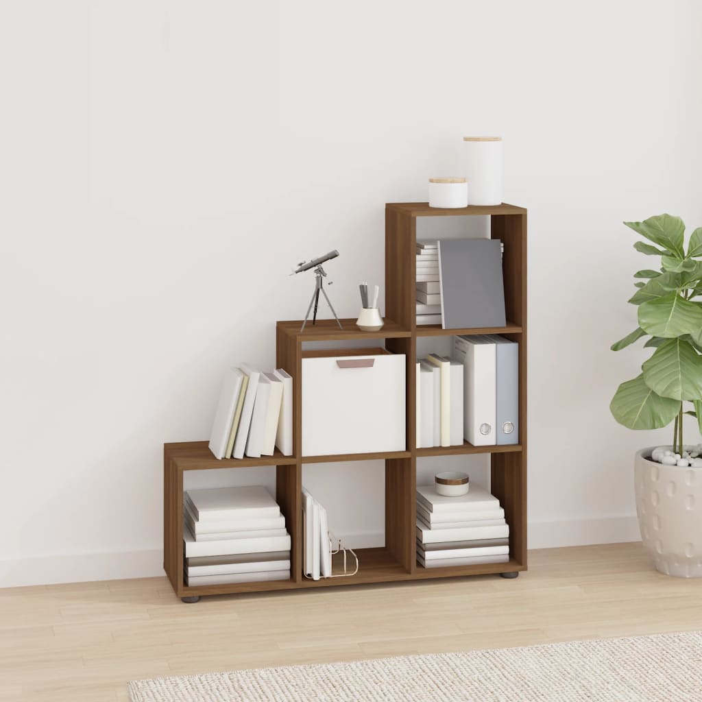 Vidaxl boekenkast trapvormig 107 cm bewerkt hout bruin eikenkleur