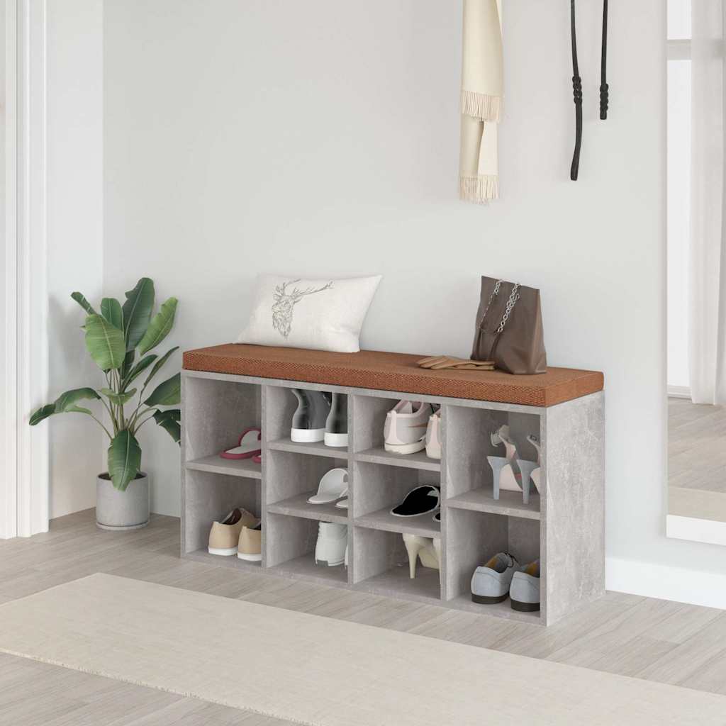 Vidaxl schoenenbank 103x30x48 cm bewerkt hout betongrijs