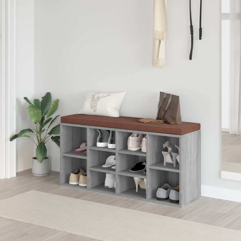 Vidaxl schoenenbank 103x30x48 cm bewerkt hout grijs sonoma eikenkleur