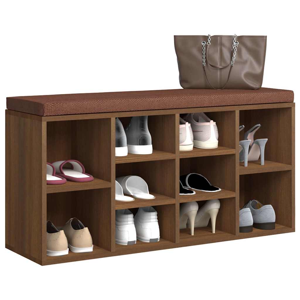 Vidaxl schoenenbank 103x30x48 cm bewerkt hout bruin eikenkleur