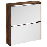 Vidaxx Schuhschrank mit Spiegel 2-lagig 63x17x67 cm Räuchereiche