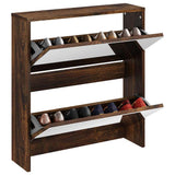 Vidaxx Schuhschrank mit Spiegel 2-lagig 63x17x67 cm Räuchereiche