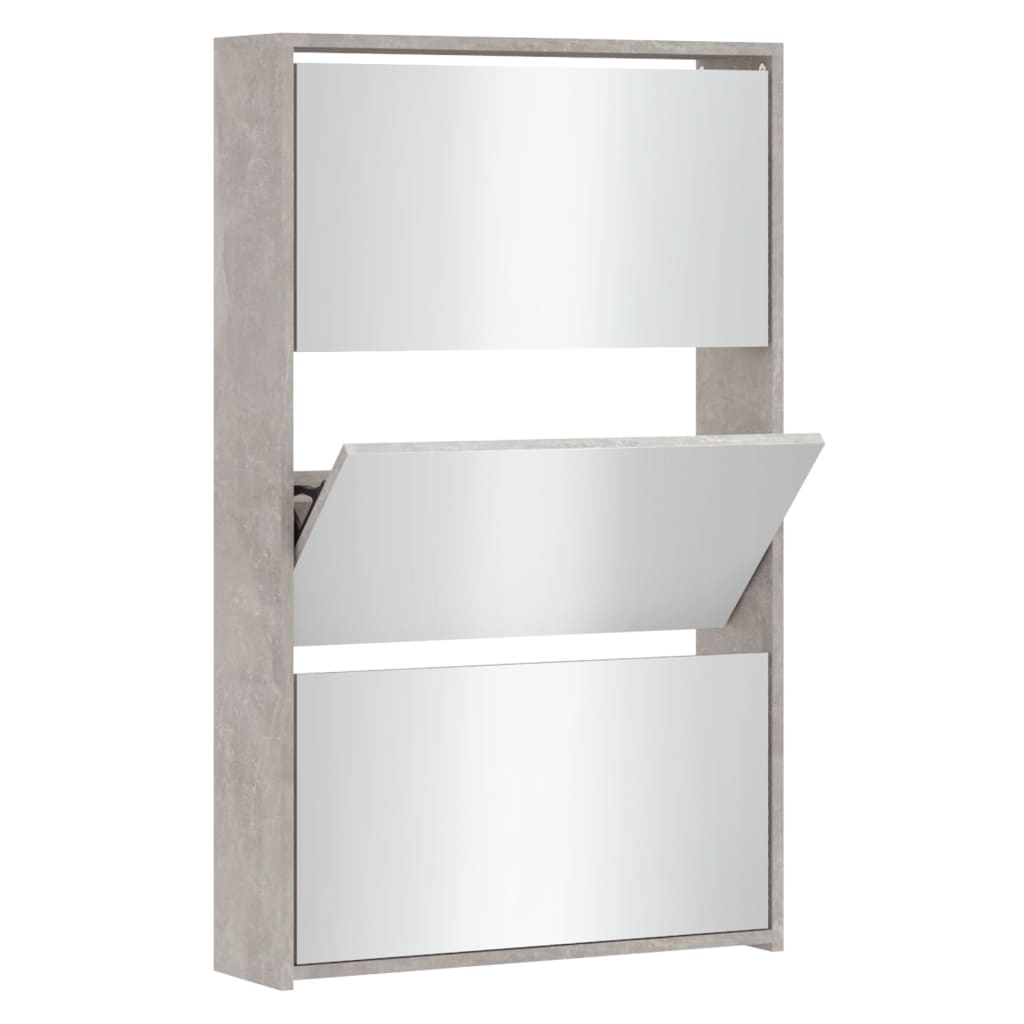 Vidaxl Shoe Cabinet med spejl 3-lag 63x17x102,5 cm betonpris