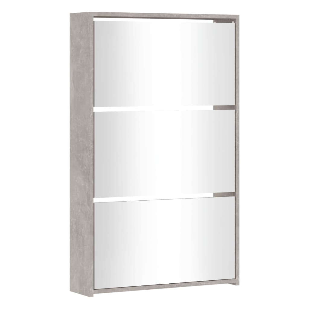 Armoire à chaussures Vidaxl avec miroir 3 couches 63x17x102.5 cm Prix de béton