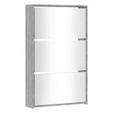 Vidaxl Cabinet da scarpe con specchio a 3 strati 63x17x102.5 cm grigio Sonoma