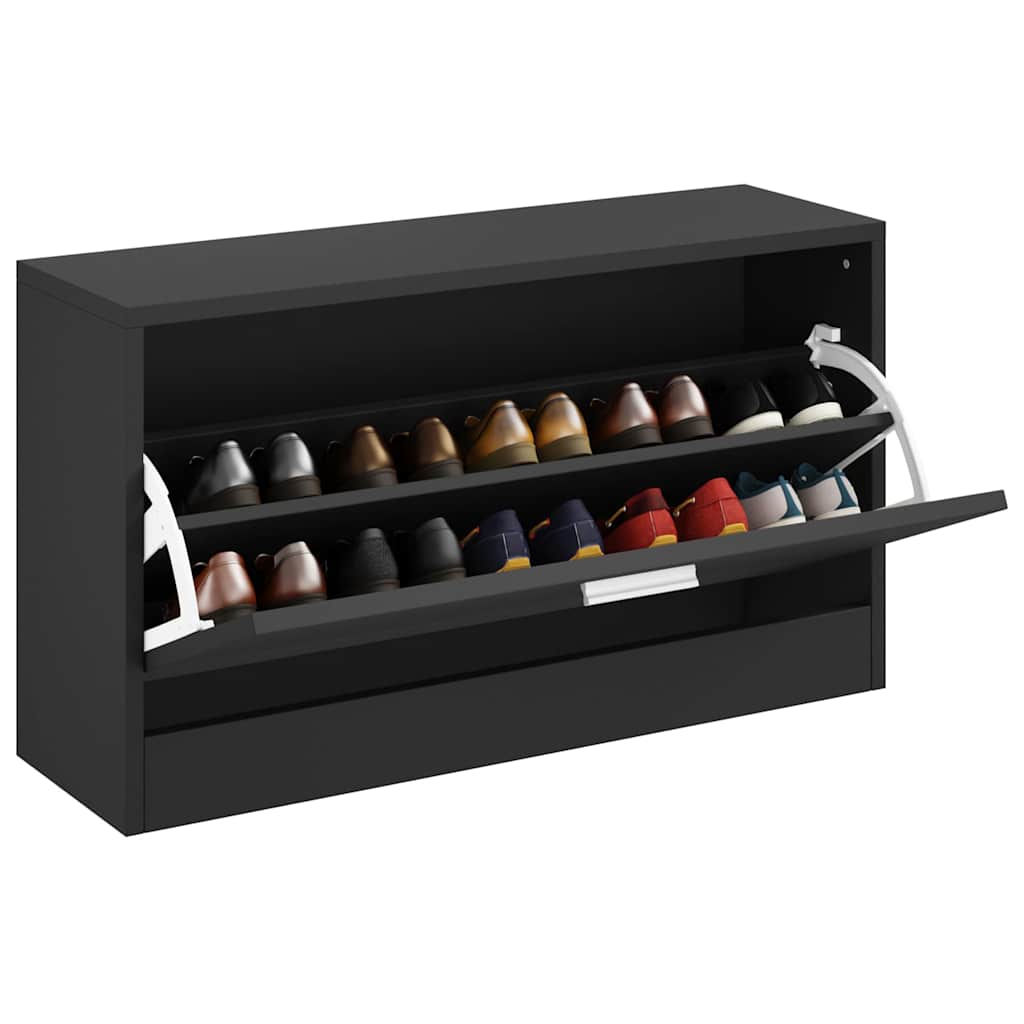 Vidaxx Schuhbank 80x24x45 cm lackiertes Holz schwarz